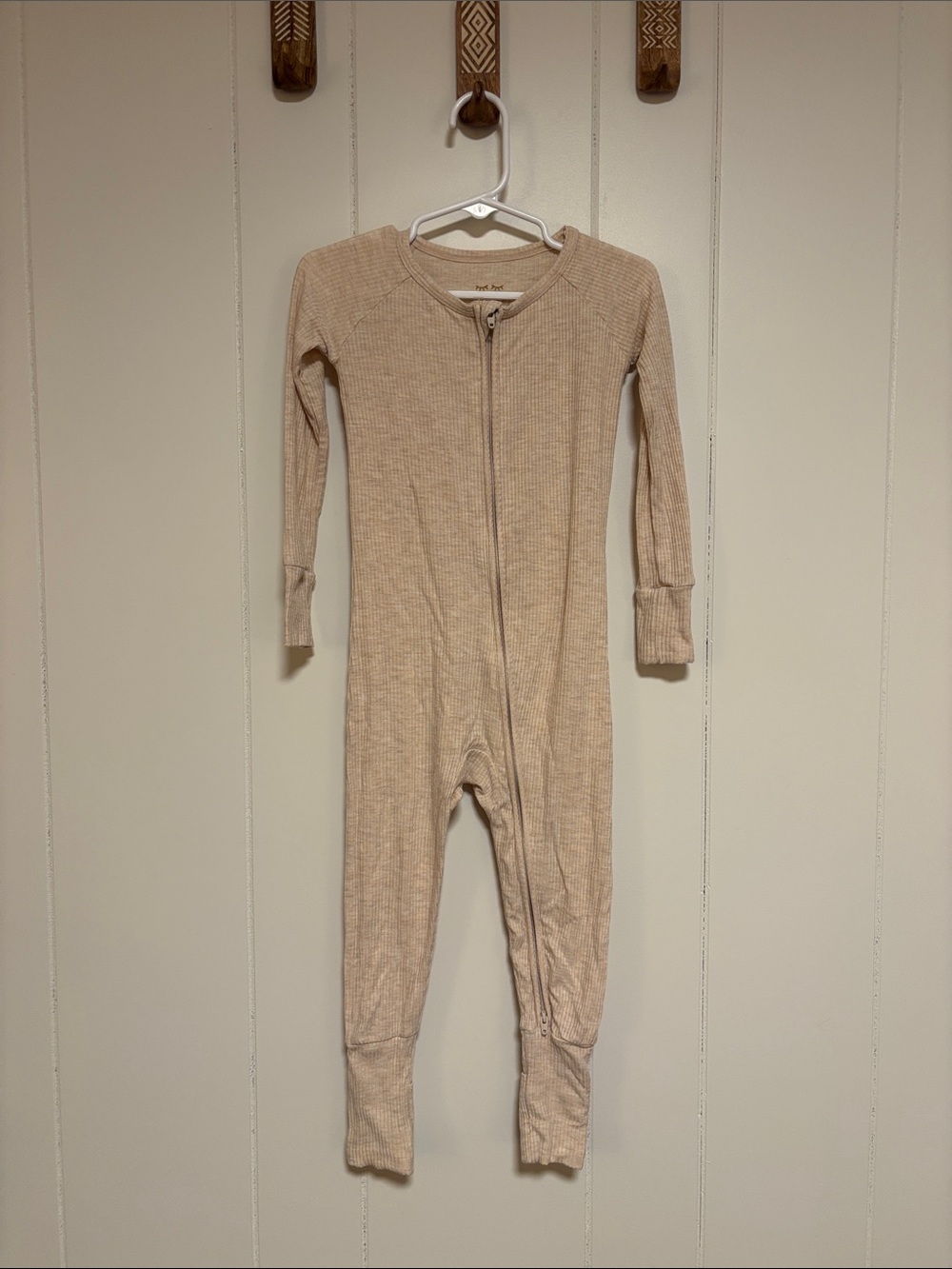 Little Sleepies Oatmeal Ribbed Zippy - Picture 2 of 5
